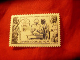 Serie 1 valoare- Opere binefacere coloniale 1950 India colonie franceza, Nestampilat