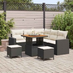 vidaXL Set de canapele pentru grădină 8 pcs Negru poliratan 3361610
