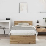 VidaXL Cadru de pat stejar artizanal 90 x 190 cm Lemn compozit