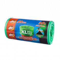 Saci menaj SOLID 35 l. XL, verde, 50x70 cm., 50 buc./rola foto