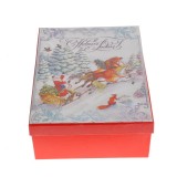 Cutie de cadou cu Mos Craciun si sanie cu reni