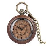 Ceas de buzunar Gorben P981 Maro-Lemn - Quartz, Afisaj cu Cifre Arabe, Cu Lant Vintage Retro