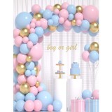 Set 106 baloane din latex, flippy, model petrecere pentru arcada, baloane party, 12 cm, 30 cm, 45 cm, roz, albastru, gold