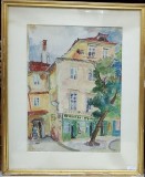Ecaterina Cristescu Delighioz - Peisaj din Sibiu, 1942, Acuarela, Certificat Autenticitate
