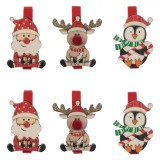 Clestisori Decorativi Craciun, Lemn, Multicolor, Set 6 Bucati, 5 cm, Oem