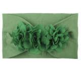 Bandă de cap de flori verde largă pentru fetiță Microfiber