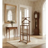 Portmantou suport haine, tip valet, dublu, din lemn masiv, 102 cm, nuc