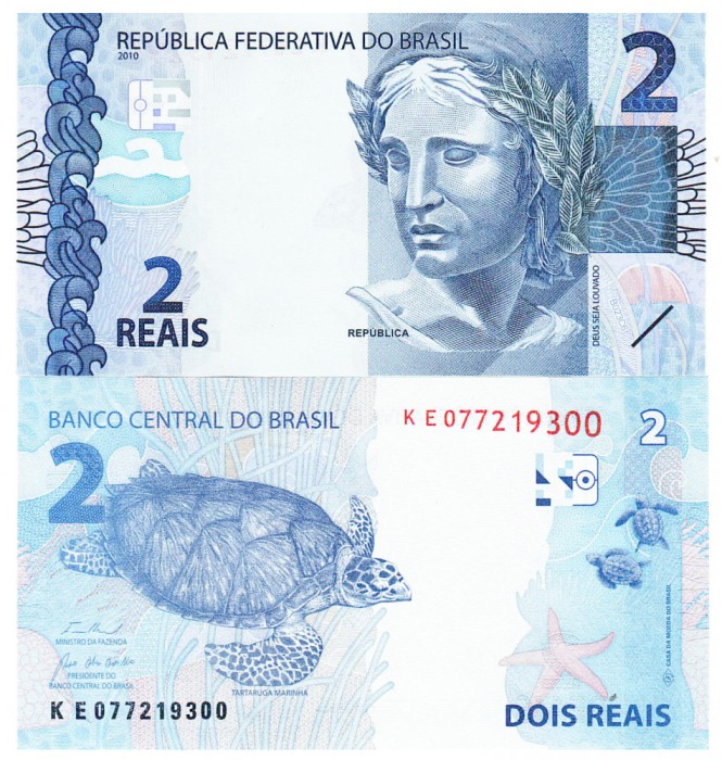 Brazilia 2 Reais 2010 P-252 UNC