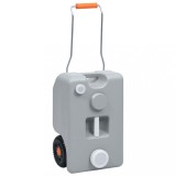 Rezervor apă portabil camping vidaXL, 25L, gri, cu roți, HDPE PP, rulotă, caravană, maner ajustabil, 32x26x52 cm