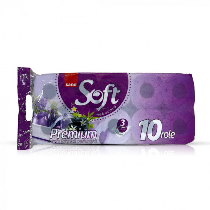 Hartie igienica, Sano Paper Toilet Premium, 3 straturi, 10 role