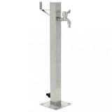 Coloană Apă Grădină vidaXL 65cm, Oțel Inoxidabil, Pătrată, Argintie, Robinet Inox 304, Racord Furtun 1/2&quot;, Montaj Ușor