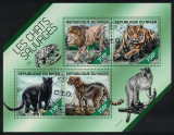 Timbre Niger 2014, Feline Sălbatice, Coliță + Bloc, 2 Imagini, Colecție Timbre Străine, Tema Animale, Africa