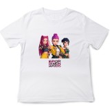 Tricou copii K Pop Demon Huntrix, 3-4 ani, alb, material moale