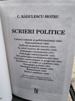 C. Radulescu-Motru - Scrieri Politice foto