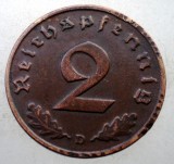 2.614 GERMANIA 2 REICHSPFENNIG 1937 D, Europa, Bronz