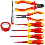 Set scule izolate cu tester de tensiune pentru electricieni, tensiune de functionare 1000 V, 8 piese, Powermat