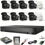 Sistem supraveghere Hikvision 8 camere 8MP IR 80M DVR 4K AcuSense 8MP cu accesorii si HDD 1TB inclus SafetyGuard Surveillance, Rovision
