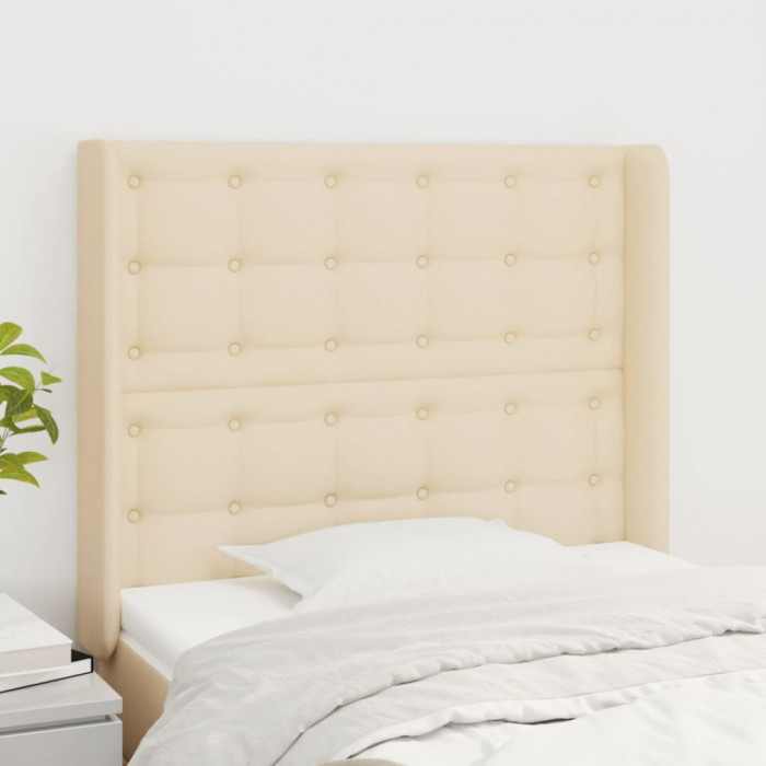 vidaXL Tăblie de pat cu aripioare, crem, 103x16x118/128 cm, textil