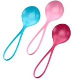 Set 3 Bile Vaginale Satisfyer Multicolor, Antrenament Kegel, Silicon Medical, Incepator/Avansat