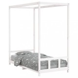 Cumpara ieftin Cadru de pat pentru copii, alb, 90x190 cm, lemn masiv de pin