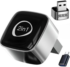 Adaptor Wireless CarPlay &amp; Android Auto Techstar M5 2 in 1, USB Mini, BT + Wi-Fi 5GHz, Buton Comutare/Reset, Reconectare Automata, Plug &amp; Play
