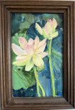 Set de 2 picturi cu lotuși, Flori, Acrilic, Realism, ART