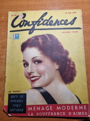 revista confidences (secrete) 19 mai 1939 - limba franceza,moda,machiaj,retete foto