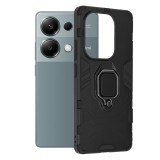 Husa telefon pentru xiaomi redmi note 13 pro 4g / poco m6 pro 4g, inel magnetic tip suport, negru