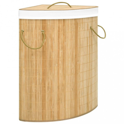 Coș de rufe din bambus de colț, 60 L foto