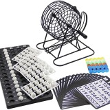 Bingo eMazing din metal, joc de societate portabil cu 75 de bile albe, dimensiuni: 21 x 21 cm, culoare negru