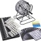 Bingo eMazing din metal, joc de societate portabil cu 75 de bile albe, dimensiuni: 21 x 21 cm, culoare negru
