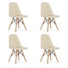 Set 4 scaune stil scandinav, Artool, Dumo, catifea, lemn, bej, 45x53x84 cm, Leobert