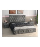 Pat Tapitat Eric Gri + Saltea Lux Ortopedica + Noptiere Tapitate 180x200cm