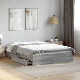 VidaXL Cadru de pat cu sertare gri sonoma 140x200 cm lemn prelucrat
