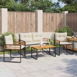 vidaXL Set de Mobilier pentru Exterior cu pernă 4 pcs Crem 42026926