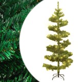 VidaXL Brad Crăciun pre-iluminat ondulat cu suport, verde, 150 cm, PVC