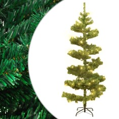 vidaXL Brad Crăciun pre-iluminat ondulat cu suport, verde, 150 cm, PVC 344650