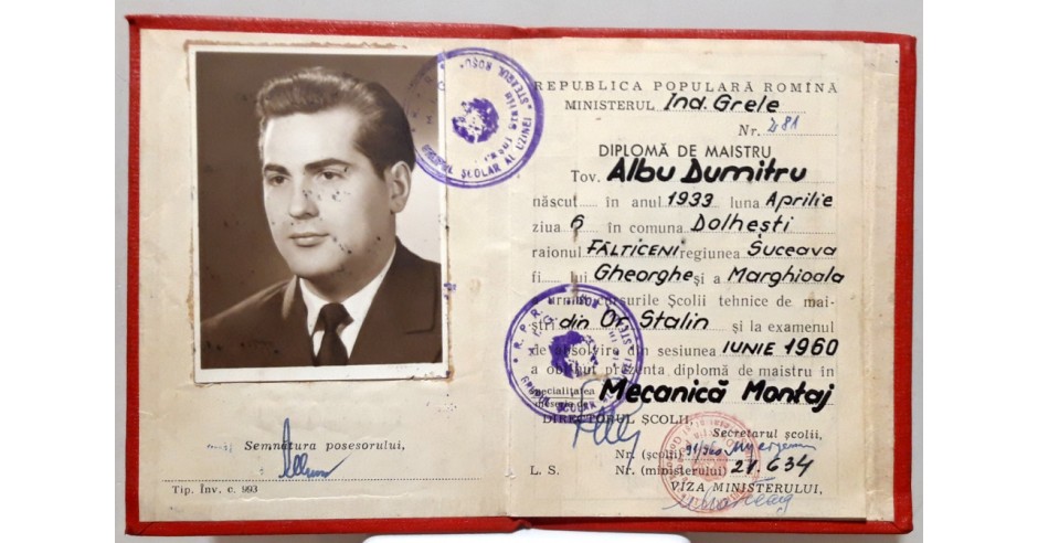 Diploma de maistru RPR Grupul scolar 