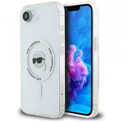 Husa MagSafe pentru Apple iPhone 16e, Karl Lagerfeld, IML Karl&amp;#039;s Head, Alba foto