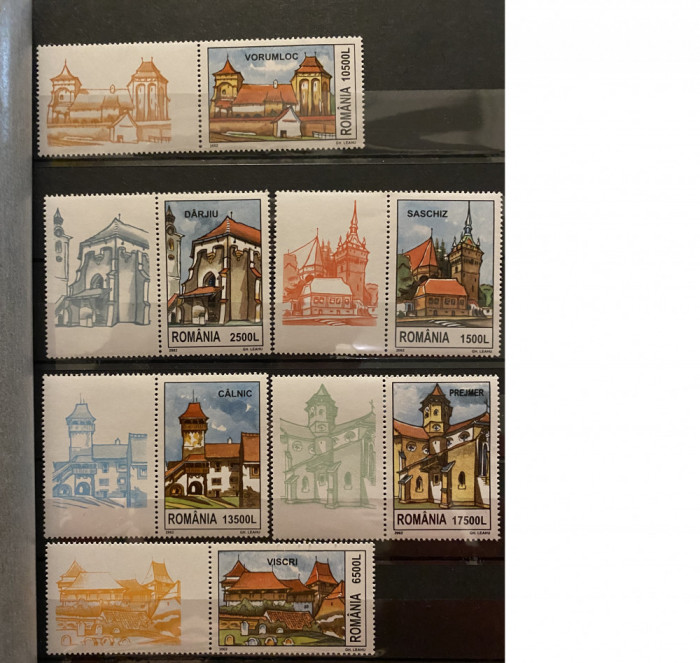 ROMANIA 2002 LP 1582a CETATI SASESTI SERIE MNH CU VINIETA