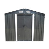 Magazie de gradina metalica 389x260x212 cm, usi glisante, 2 usi, profile din otel zincat 0.6 mm, dimensiune usa 98x170 cm, cod fundatie metalica