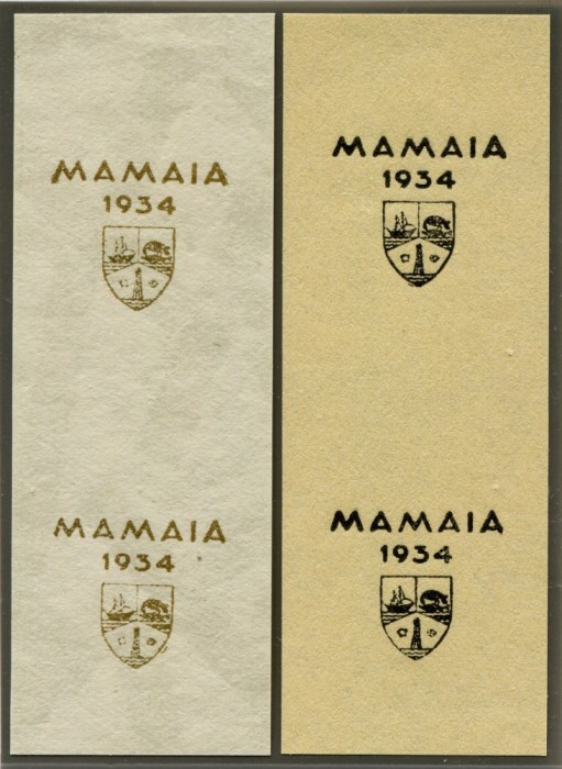 1934 , Romania , Lp 107 , ESEURI CU SUPRATIPARUL JAMBOREEA NATIONALA MAMAIA , NEGRU / AURIU IN PERECHE - RAR!