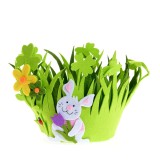 Cos verde cu iepurasi 16 cm