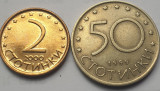 Set 2 monede 2, 50 stotinki 2000, 1999 Bulgaria, km#238, 242, Europa