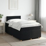 Cumpara ieftin Pat boxspring cu saltea Negru 120 x 200 cm Tesatura