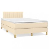 Cumpara ieftin Pat box spring cu saltea, crem, 120x200 cm, textil