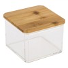 Cutie Organizare Acrilică, Model 10x10x7.5cm, Capac Bambus, Transparent, Oem