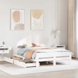 vidaXL Cadru de pat fără saltea, alb, 150x200 cm, lemn masiv pin 3309036