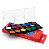 Set Acuarele Faber Castell, 12 Culori, Pastile 30mm, Pensula Pictura, Cutie Plastic