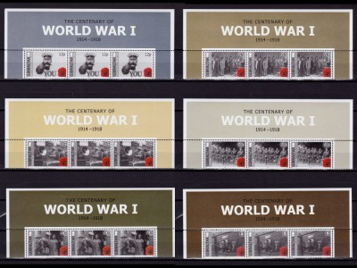 ✅(S16)Gibraltar 2014 ,&amp;quot;100 de ani WW I &amp;quot;,straif 3+mans.sup.,nominal &amp;pound;7.05 ,MNH foto